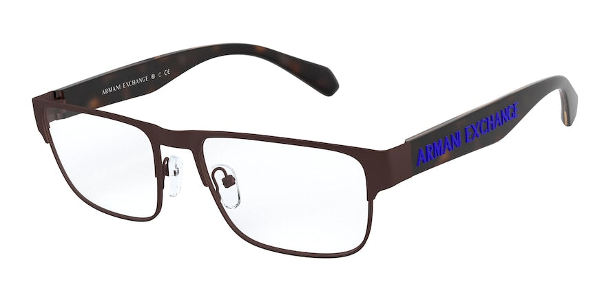 Exchange Armani AX1041 Rectangle Eyeglasses  6115-MATTE BROWN 56-18-140 - Color Map brown
