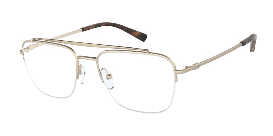 Exchange Armani AX1049 Rectangle Eyeglasses  6075-MATTE PALE GOLD 55-18-145 - Color Map gold