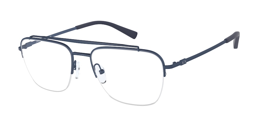 Exchange Armani AX1049 Rectangle Eyeglasses  6095-MATTE BLUE 55-18-145 - Color Map blue