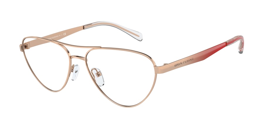 Exchange Armani AX1051 Pilot Eyeglasses  6103-SHINY ROSE GOLD 55-15-140 - Color Map bronze/copper