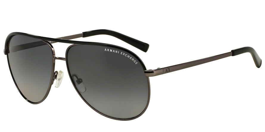 Exchange Armani AX2002 Pilot Sunglasses  6006T3-SHINY GUNMETAL & BLACK 61-12-140 - Color Map gunmetal