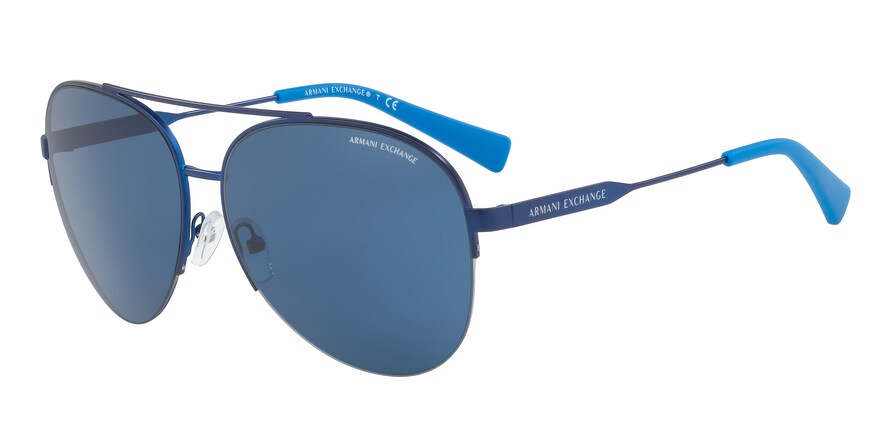 Exchange Armani AX2020S Pilot Sunglasses  609580-MATTE BLUE 60-14-140 - Color Map blue