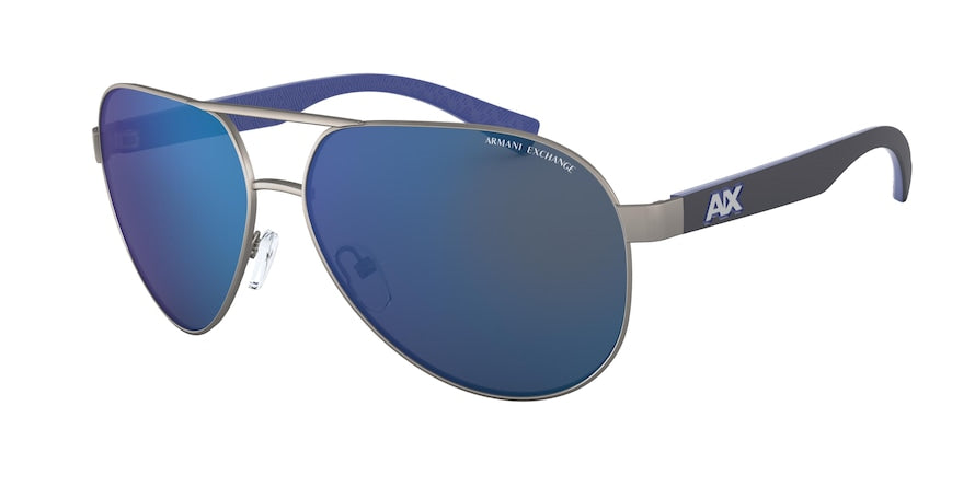Exchange Armani AX2031S Pilot Sunglasses  608855-MATTE GUNMTEAL 60-14-130 - Color Map blue