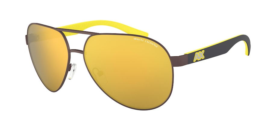 Exchange Armani AX2031S Pilot Sunglasses  61067P-MATTE BRONZE 60-14-130 - Color Map brown