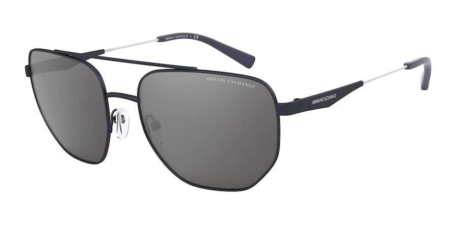 Exchange Armani AX2033S Square Sunglasses  61136G-MATTE BLUE 59-18-145 - Color Map blue