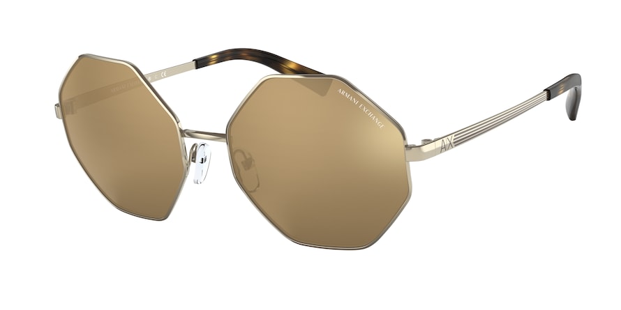 Exchange Armani AX2035S Irregular Sunglasses  61105A-PALE GOLD 55-18-140 - Color Map gold