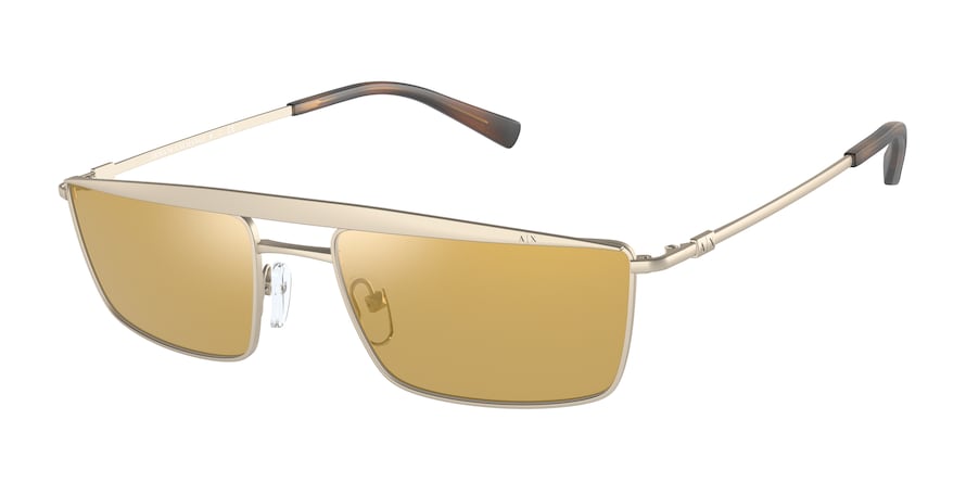 Exchange Armani AX2038S Rectangle Sunglasses  60755A-MATTE PALE GOLD 58-19-145 - Color Map gold