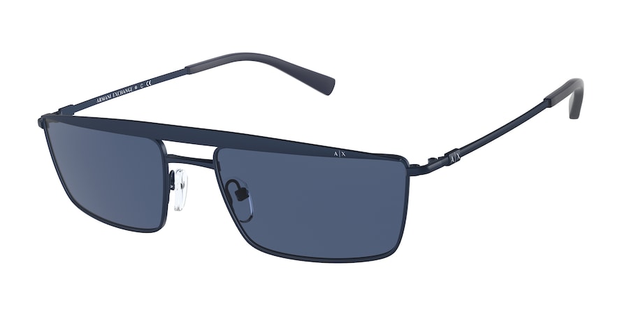 Exchange Armani AX2038S Rectangle Sunglasses  609580-MATTE BLUE 58-19-145 - Color Map blue