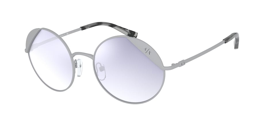Exchange Armani AX2039S Round Sunglasses  60347B-MATTE LIGHT GREY 52-19-140 - Color Map grey