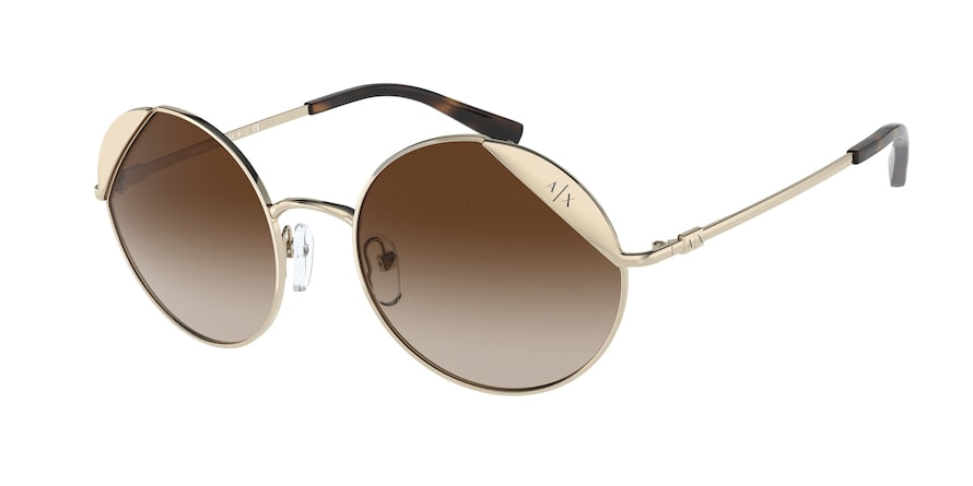 Exchange Armani AX2039S Round Sunglasses  611013-PALE GOLD 52-19-140 - Color Map gold