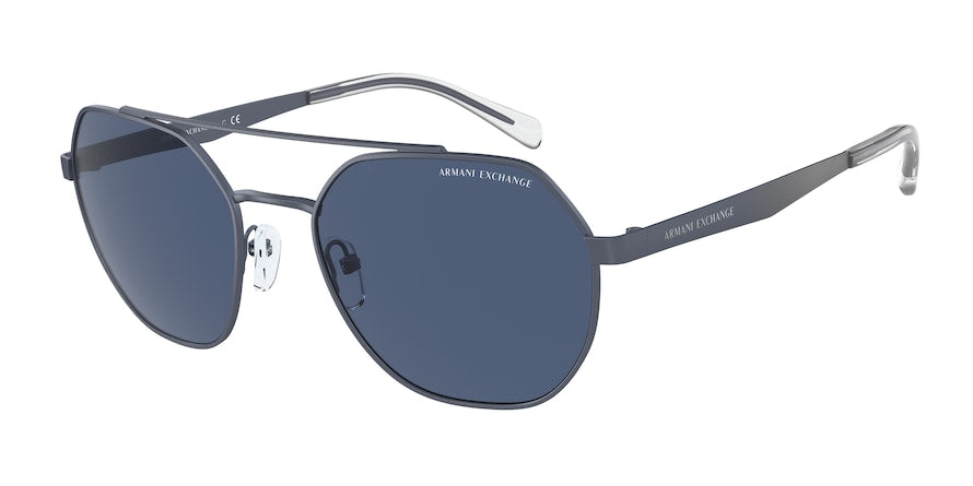 Exchange Armani AX2041S Pilot Sunglasses  609980-MATTE BLUE 56-20-145 - Color Map blue