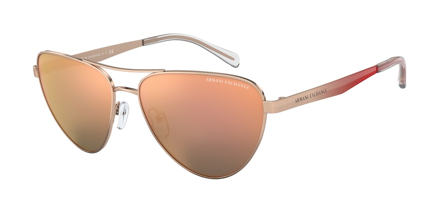Exchange Armani AX2042S Pilot Sunglasses  61034Z-SHINY ROSE GOLD 57-15-140 - Color Map bronze/copper