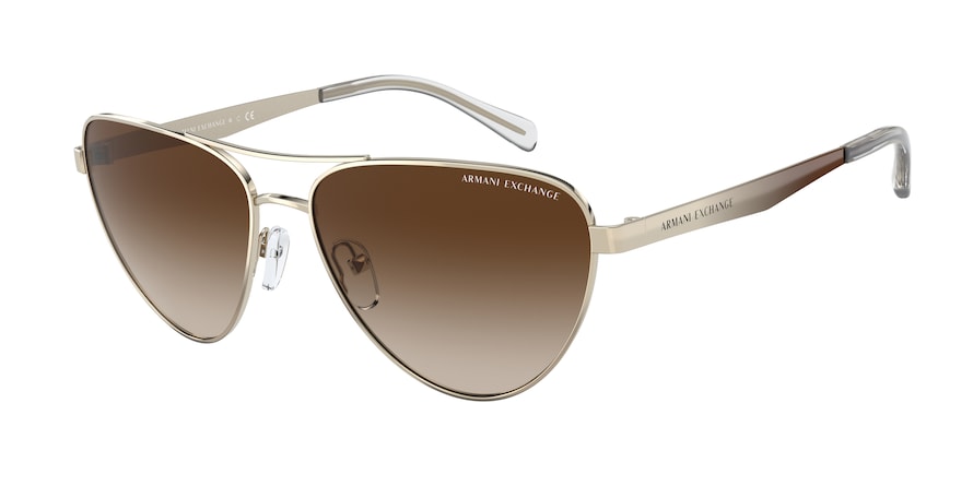 Exchange Armani AX2042S Pilot Sunglasses  611013-SHINY PALE GOLD 57-15-140 - Color Map gold