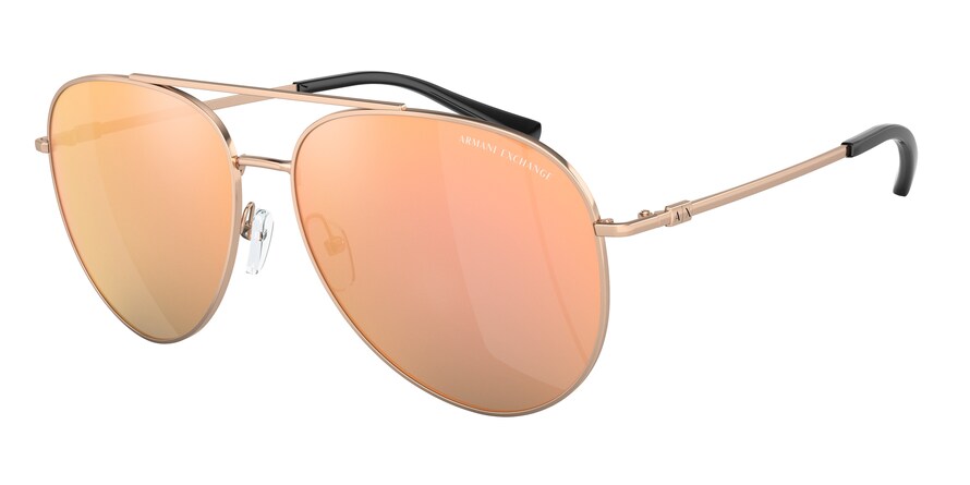 Exchange Armani AX2043S Pilot Sunglasses  61034Z-SHINY ROSE GOLD 59-15-140 - Color Map bronze/copper