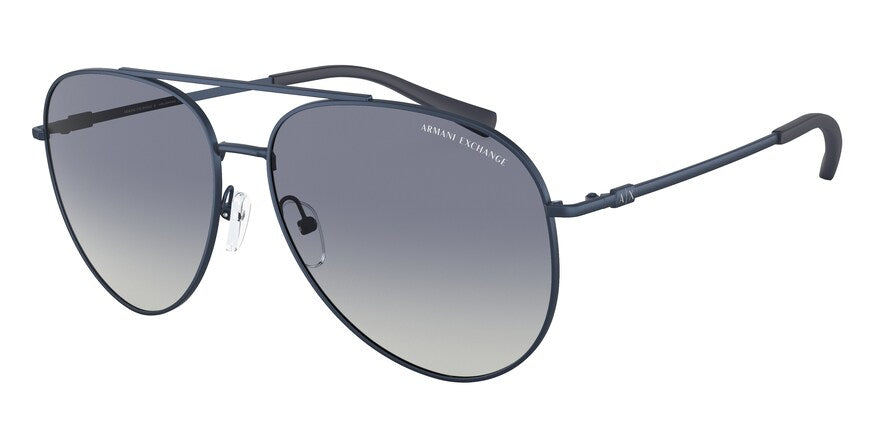 Exchange Armani AX2043S Pilot Sunglasses  61054L-MATTE BLUE 62-15-145 - Color Map blue