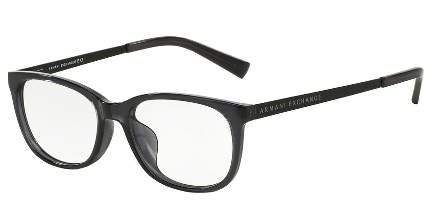 Exchange Armani AX3005F Square Eyeglasses  8005-BLACK TRANSPARENT 53-17-145 - Color Map blue