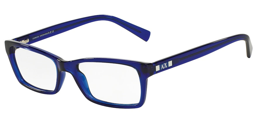 Exchange Armani AX3007 Rectangle Eyeglasses  8018-MARINE TRANSPARENT 53-17-145 - Color Map blue
