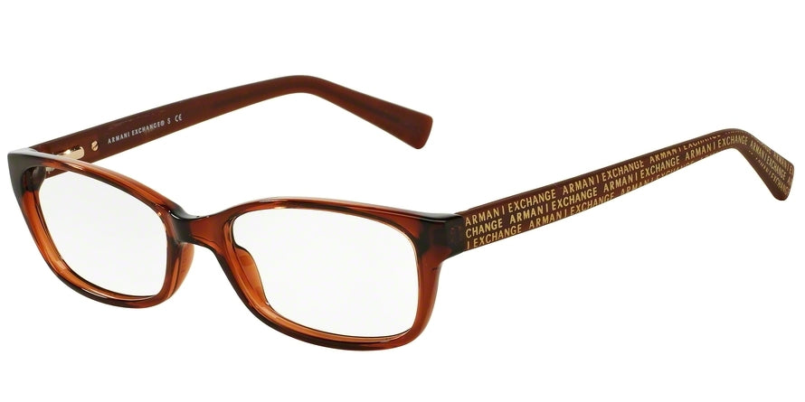 Exchange Armani AX3009F Butterfly Eyeglasses  8063-BROWN TRANSPARENT 53-16-140 - Color Map brown