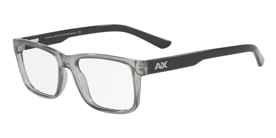 Exchange Armani AX3016 Square Eyeglasses  8239-SHINY TRANSPARENT GREY 53-17-145 - Color Map grey