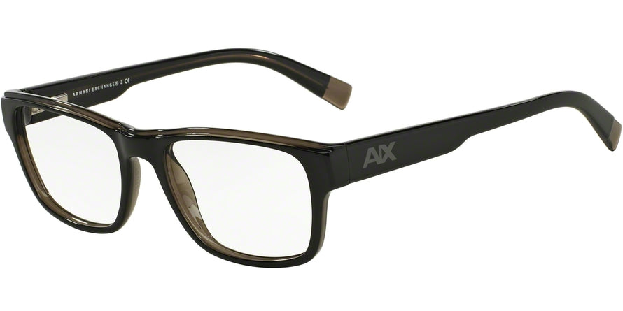 Exchange Armani AX3018 Rectangle Eyeglasses  1840-BLACK/DK GREY TRANSPARENT 53-18-140 - Color Map black