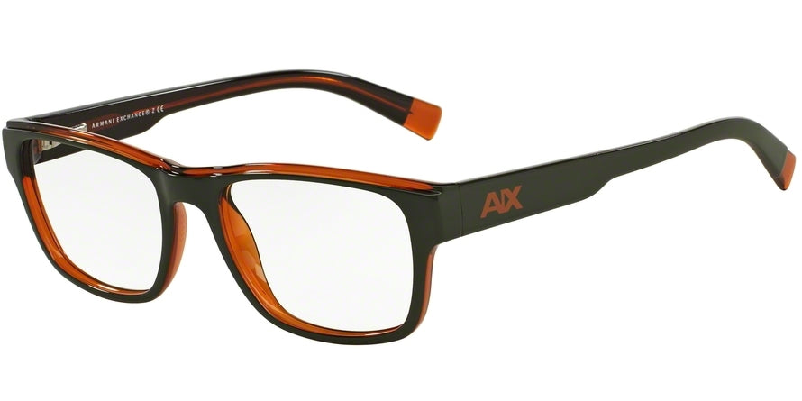 Exchange Armani AX3018 Rectangle Eyeglasses  8142-ARMY GREEN/PUMPKIN SPICE TRANS 53-18-140 - Color Map green