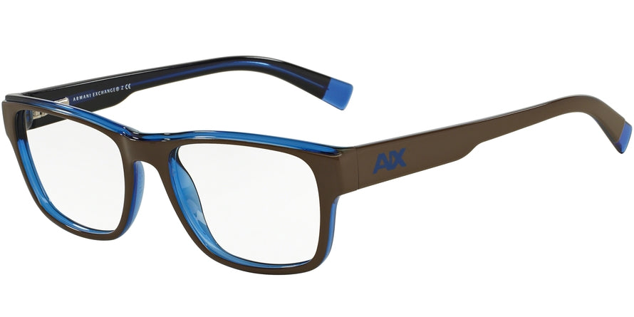 Exchange Armani AX3018 Rectangle Eyeglasses  8144-BROWN/BLUE TRANS 53-18-140 - Color Map brown