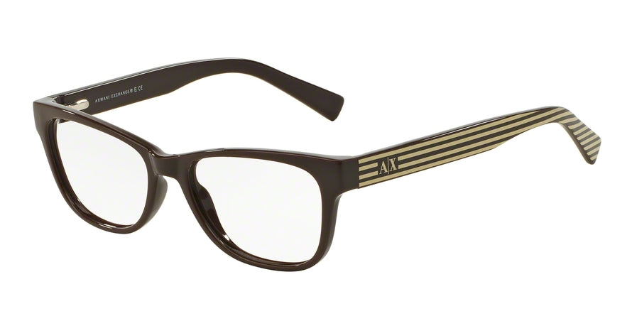 Exchange Armani AX3020F Rectangle Eyeglasses  8149-BROWN /BROWN CREAM STRIPE 54-16-135 - Color Map brown