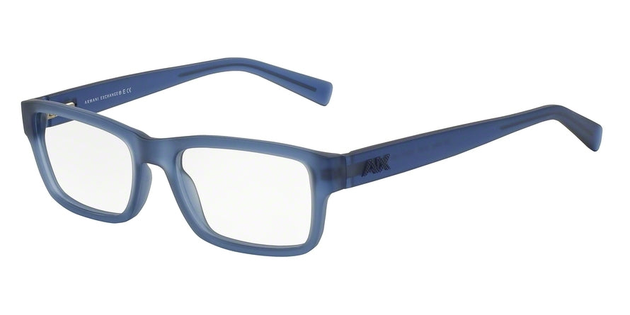 Exchange Armani AX3023F Rectangle Eyeglasses  8165-MATTE BLUE TRANSPARENT 55-17-145 - Color Map blue