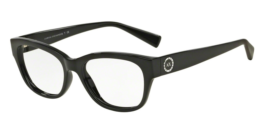 Exchange Armani AX3026 Oval Eyeglasses  8158-BLACK 52-17-140 - Color Map black