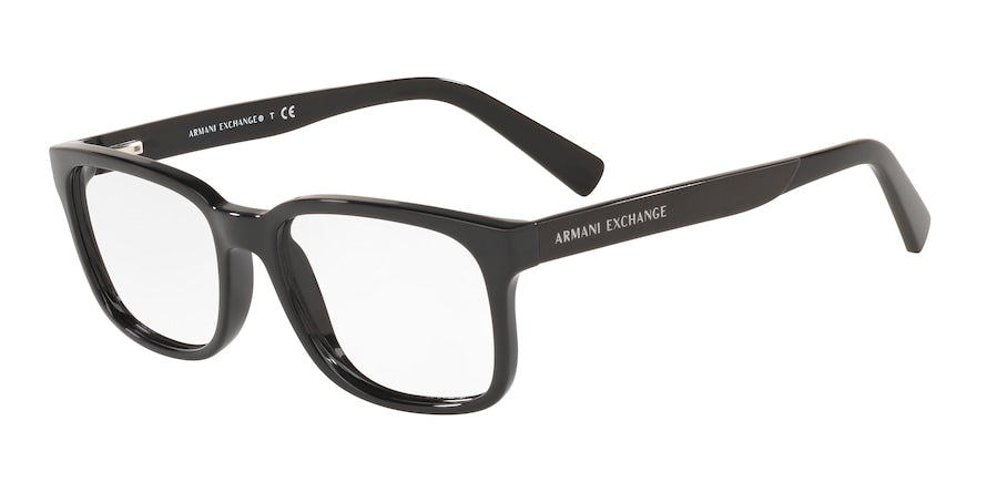 Exchange Armani AX3029 Square Eyeglasses  8158-SHINY BLACK 54-17-140 - Color Map black