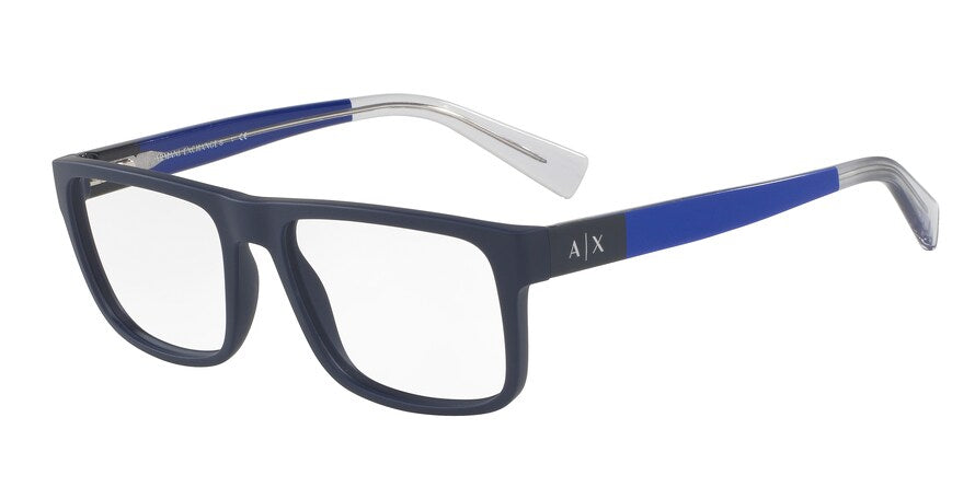 Exchange Armani AX3035 Square Eyeglasses  8157-MATTE NAVY DARK SEA 54-17-140 - Color Map blue