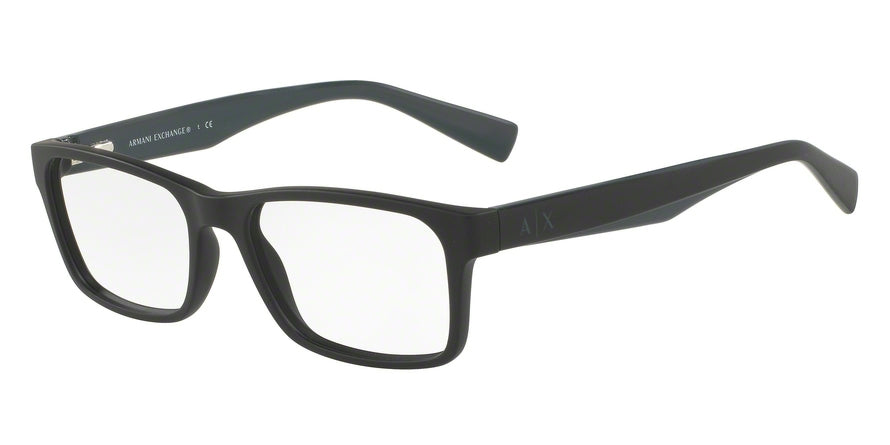 Exchange Armani AX3038F Rectangle Eyeglasses  8199-MATTE BLACK 56-17-140 - Color Map black