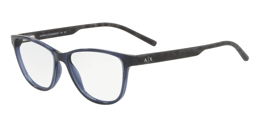 Exchange Armani AX3047F Cat Eye Eyeglasses  8237-TRANSPARENT BLUE 54-15-145 - Color Map blue