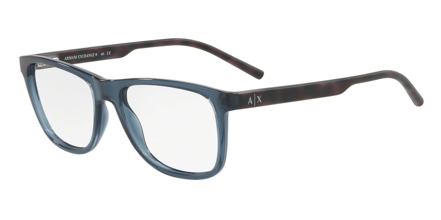 Exchange Armani AX3048F Pillow Eyeglasses  8238-TRANSPARENT BLUE DRESS 56-17-145 - Color Map blue
