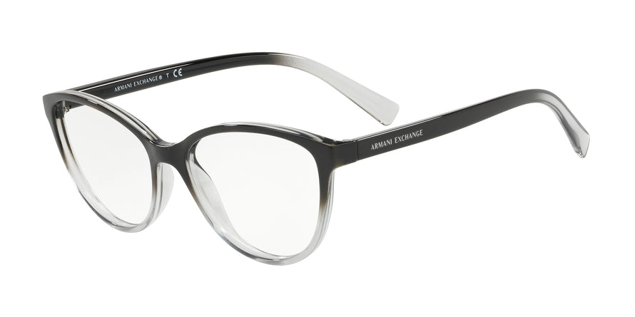 Exchange Armani AX3053F Pillow Eyeglasses  8255-BLACK/TRANSPARENT SMOKE 54-16-140 - Color Map black