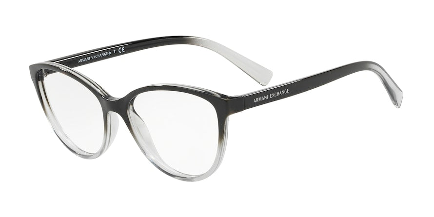 Exchange Armani AX3053 Pillow Eyeglasses  8255-SHINY BLACK & GREY 53-16-140 - Color Map black