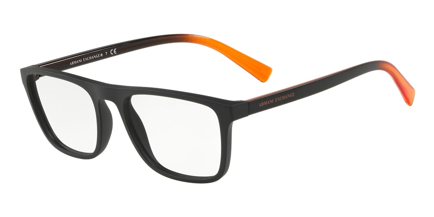 Exchange Armani AX3054F Rectangle Eyeglasses  8078-MATTE BLACK 55-19-140 - Color Map grey