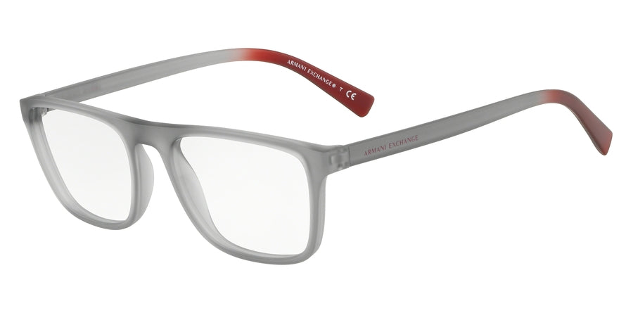 Exchange Armani AX3054F Rectangle Eyeglasses  8260-MATTE TRANSP SMOKE 55-19-140 - Color Map grey