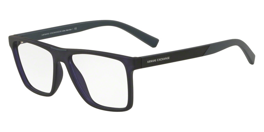 Exchange Armani AX3055 Rectangle Eyeglasses  8273-MATTE NAVY BLUE 55-16-145 - Color Map blue