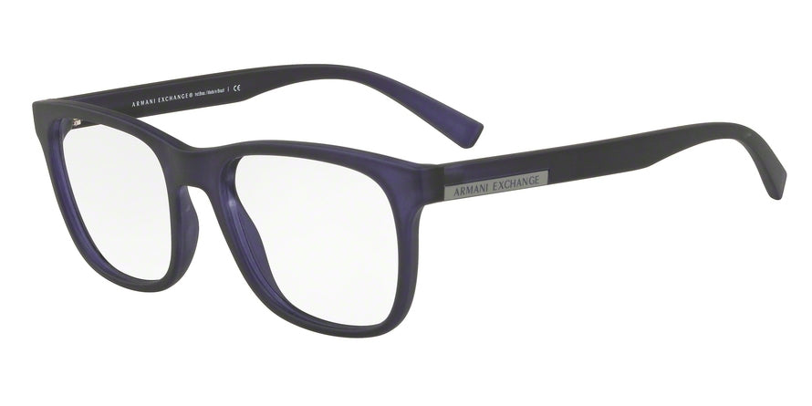 Exchange Armani AX3056 Pillow Eyeglasses  8278-MATTE TRANSPARENT BLUE NAVY 53-19-145 - Color Map blue