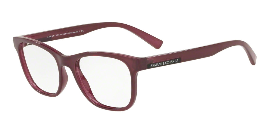 Exchange Armani AX3057F Pillow Eyeglasses  8276-BLACKBERRY WINE MILKY 52-18-145 - Color Map red