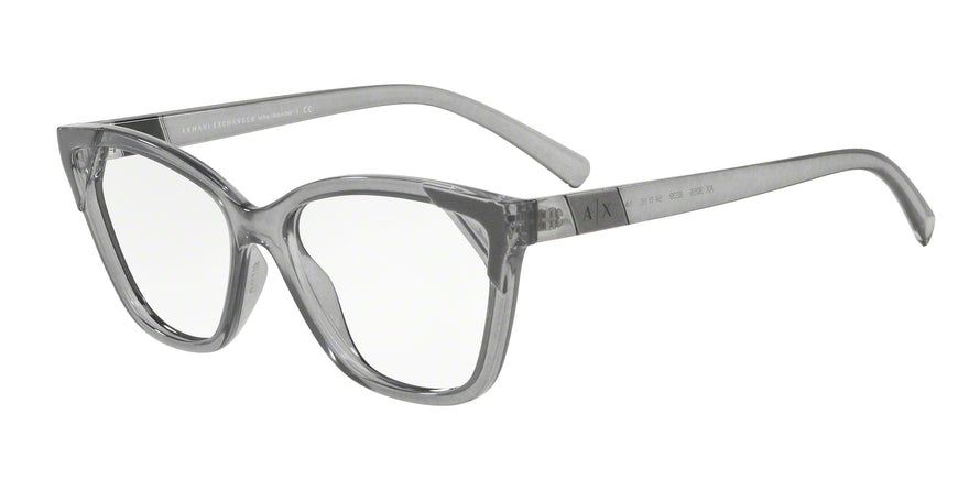 Exchange Armani AX3059 Irregular Eyeglasses  8239-TRANSP SMOKE/METALLIZED GREY 54-15-140 - Color Map grey