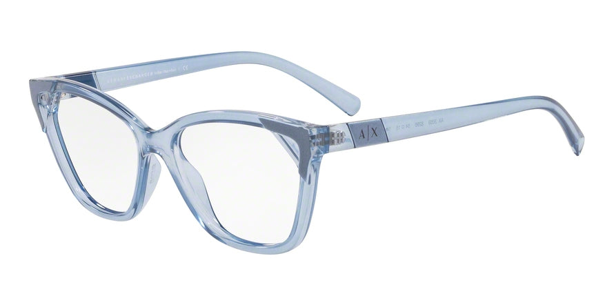 Exchange Armani AX3059 Irregular Eyeglasses  8286-TRANSP LIGHT BLUE/MET AZURE 54-15-140 - Color Map light blue