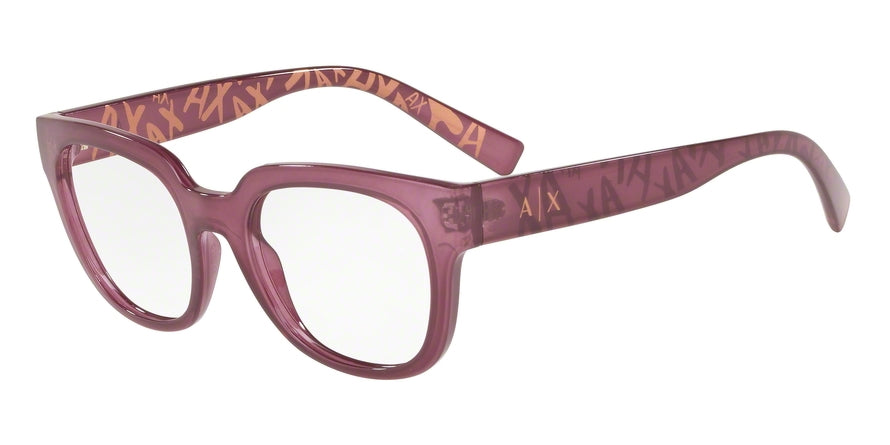 Exchange Armani AX3061 Square Eyeglasses  8118-BURGUNDY TRANSPARENT 51-19-143 - Color Map purple/reddish