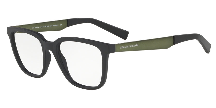 Exchange Armani AX3064F Square Eyeglasses  8029-MATTE BLACK 53-18-145 - Color Map black