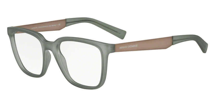 Exchange Armani AX3064F Square Eyeglasses  8290-MATTE TRANSP MALLARD GREEN 53-18-145 - Color Map green