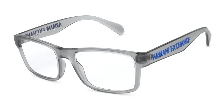 Exchange Armani AX3070F Rectangle Eyeglasses  8310-MATTE TRANSPARENT GREY 55-18-140 - Color Map grey