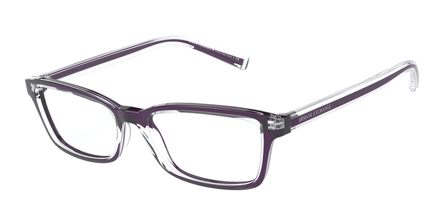 Exchange Armani AX3074F Rectangle Eyeglasses  8323-TOP VIOLET/CRYSTAL 54-16-145 - Color Map clear