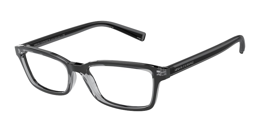 Exchange Armani AX3074 Rectangle Eyeglasses  8321-CRYSTAL TRANSPARENT/BLACK 54-16-140 - Color Map clear