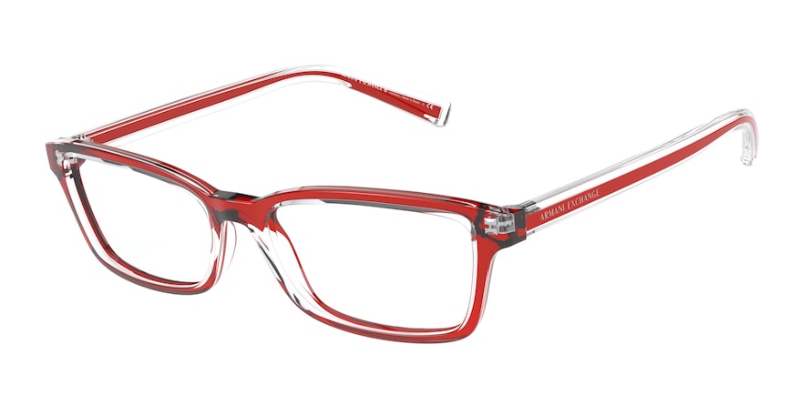 Exchange Armani AX3074 Rectangle Eyeglasses  8322-CRYSTAL TRASPARENT/RED CHERRY 54-16-140 - Color Map clear